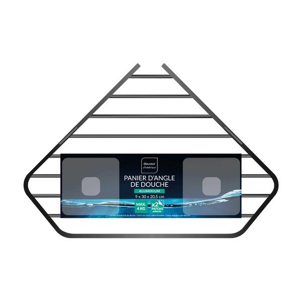 Raft pentru baie negru mat autoadeziv/pentru colț din aluminiu Filaire Aluminium – douceur d'intérieur-image-2