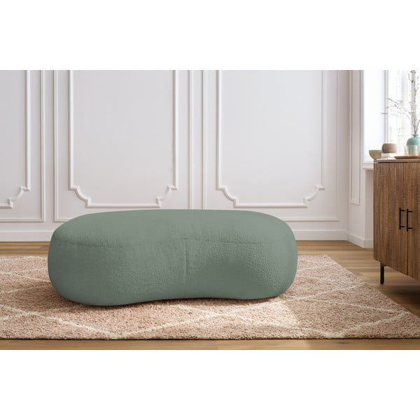 Puf din stofă bouclé verde deschis Saint-Germain – Bobochic Paris-image-1