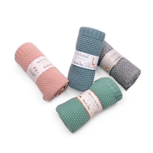 Pătură tricotată pentru copii roz 75x86 cm Après la Pluie – Moulin Roty-image-4