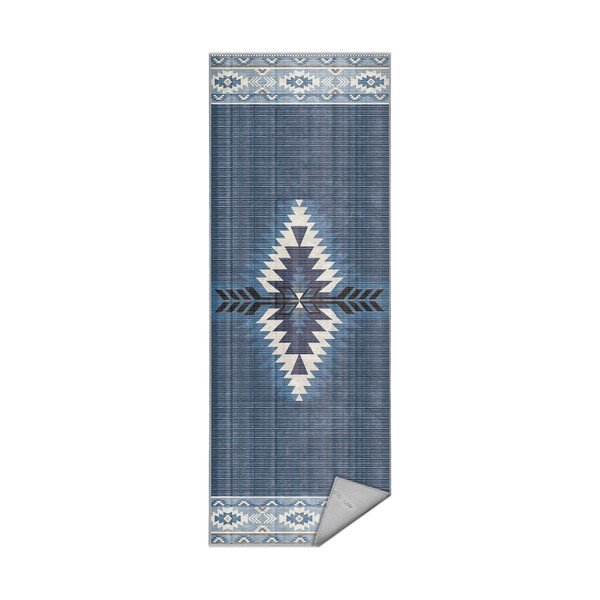 Covor tip traversă albastru lavabil 80x200 cm Ethnic Geo – Mila Home