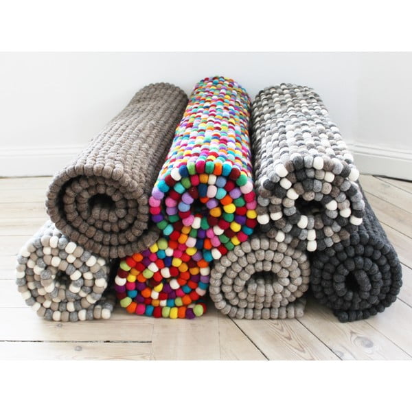 Covor cu bile din lână Wooldot Ball Rugs, 100 x 150 cm, alb - gri-image-2
