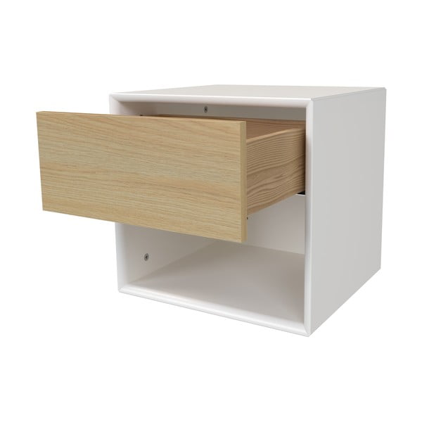 Noptieră albă/în culoare naturală cu aspect de lemn de stejar Alba – Tenzo-image-2