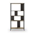 Bibliotecă neagră/în culoare naturală cu aspect de lemn de stejar 88x175 cm Alabama – Marckeric