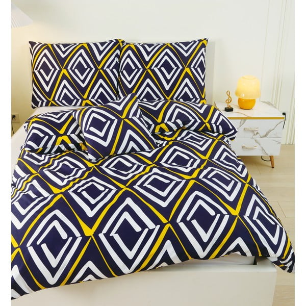 Lenjerie de pat albastru-închis din microsatin pentru pat de o persoană cu 6 piese 140x200 cm Dylan – My House-image-3