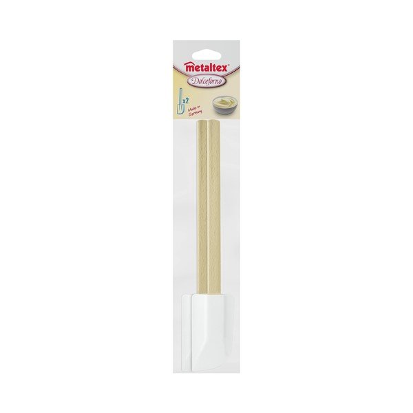 Set 2 spatule din plastic cu mâner din lemn Metaltex, alb, lungime 26 cm-image-1