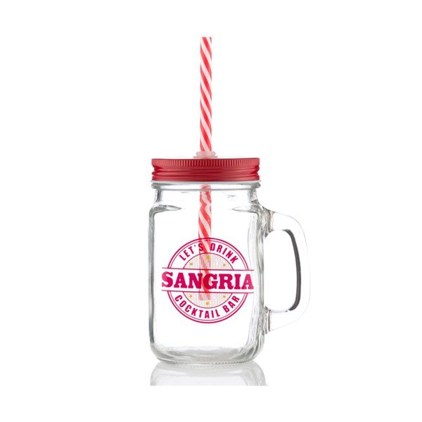 Cană cu pai și capac InnovaGoods Sangria, 450 ml, roșu