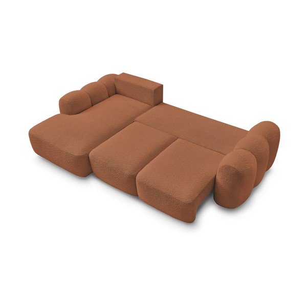 Colțar portocaliu extensibil/cu spațiu de depozitare cu tapițerie din țesătură bouclé (cu colț pe partea stângă/cu șezlong) Montaigne – Bobochic Paris-image-3