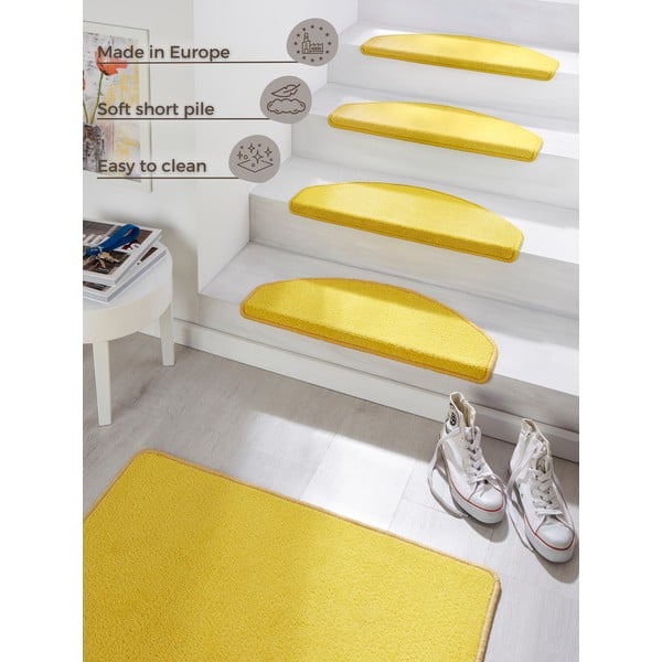 Set 15 covorașe pentru trepte Hanse Home Fancy, 23x65 cm, galben-image-4