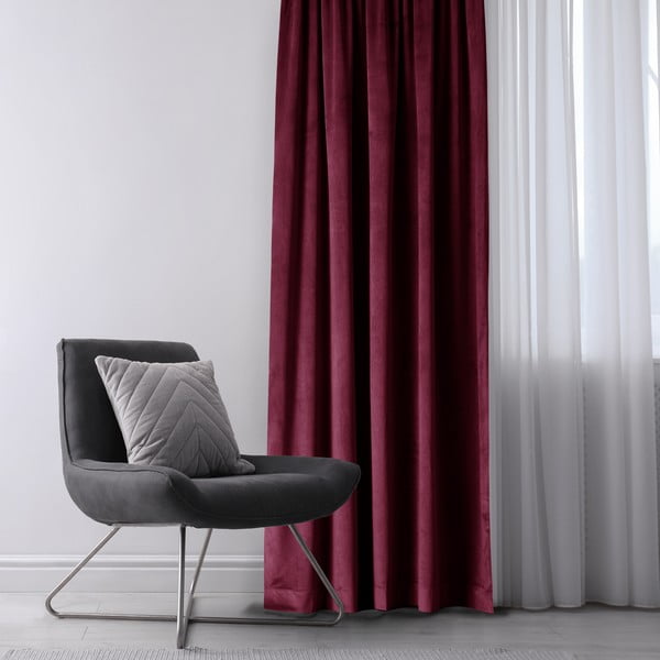 Draperie burgundy dimout (semi-opacă) din catifea 140x270 cm Eyelets – Restilo-image-1