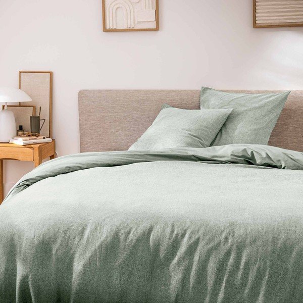 Lenjerie de pat verde din bumbac pentru pat dublu/extinsă cu 3 piese 240x220 cm Meline – douceur d'intérieur-image-1