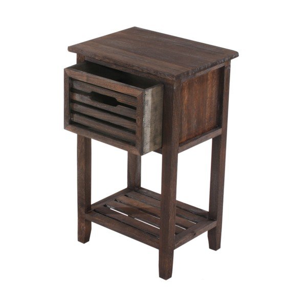 Noptieră din lemn Mendler Shabby, maro-image-2