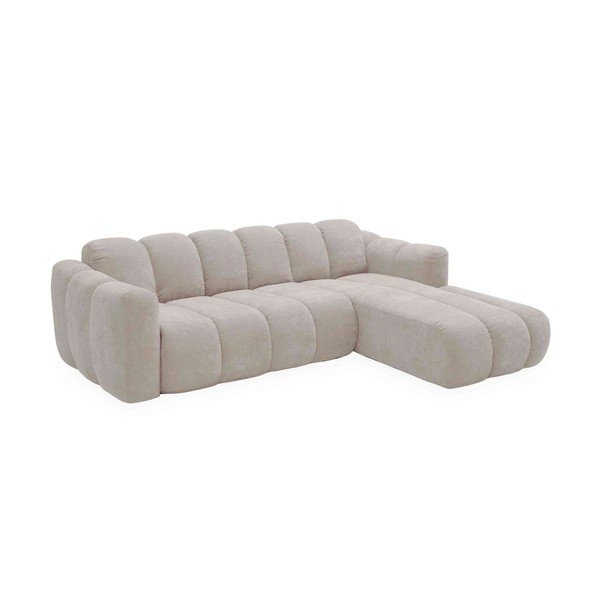 Colțar crem extensibil cu tapițerie din chenille (cu colț pe partea dreaptă) Michell – Miuform