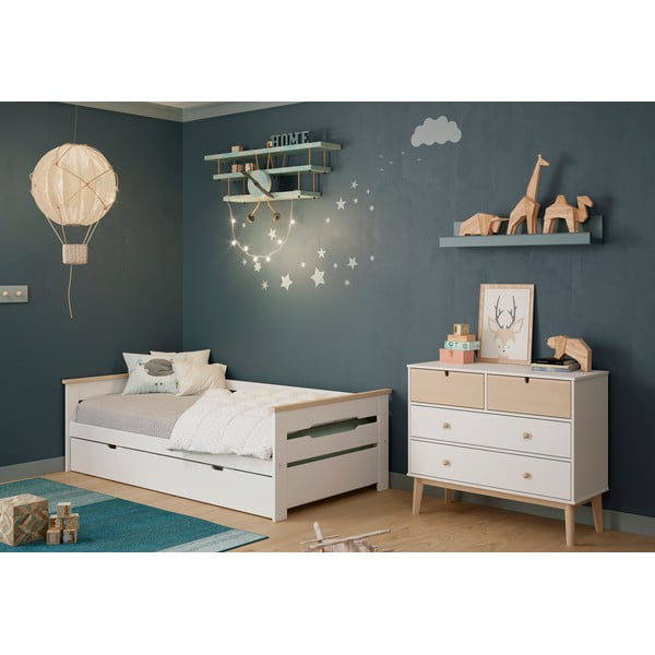 Comodă pentru copii albă joasă 100x81 cm Estefania – Marckeric-image-1