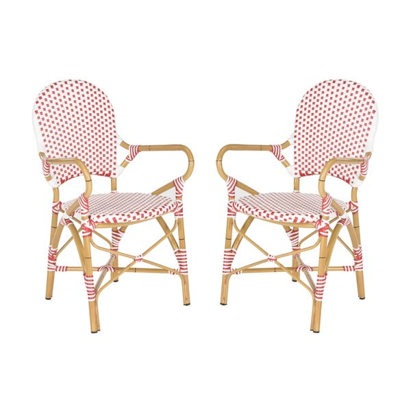 Set 2 scaune din răchită Safavieh Lisabon, roșu - alb