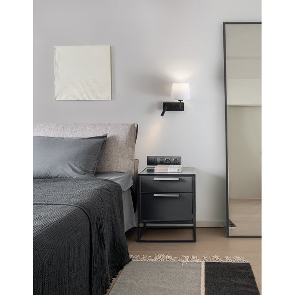Aplică de perete albă/negru-mat cu structură flexibilă din aluminiu Savona – Nova Luce-image-2