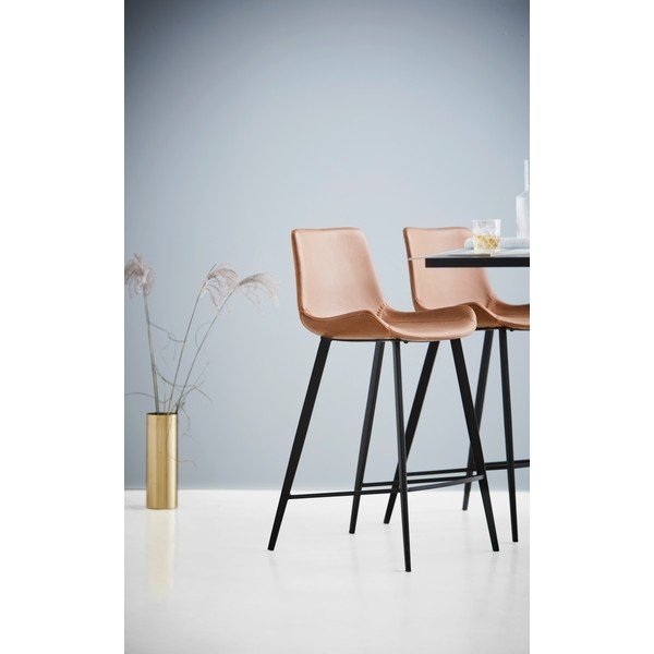 Scaun de bar din piele artificială DAN–FORM Denmark Hype, maro, înălțime 103 cm-image-1
