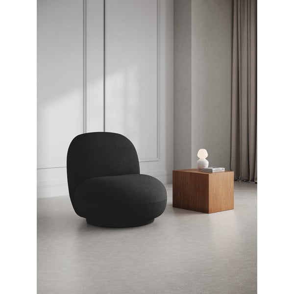 Fotoliu negru cu tapițerie din stofă bouclé Chuck – Micadoni Home-image-1