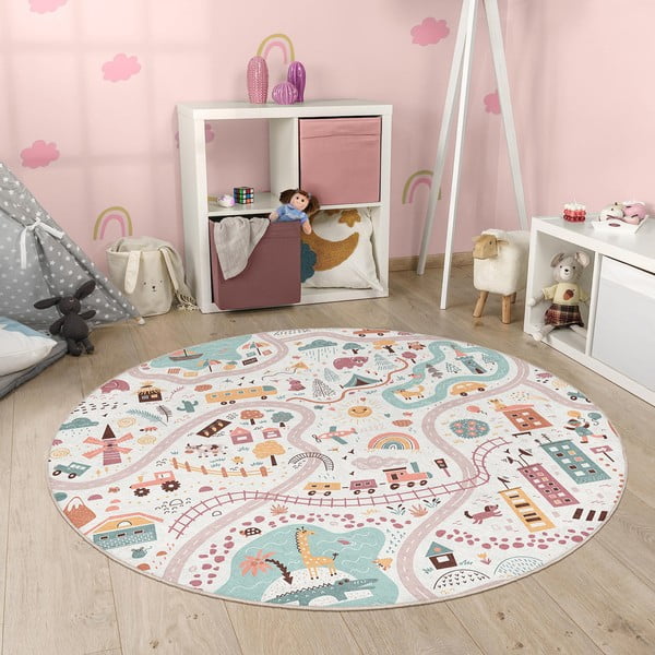 Covor de joacă pentru copii lavabil ø100 cm Furry World – Mila Home-image-4