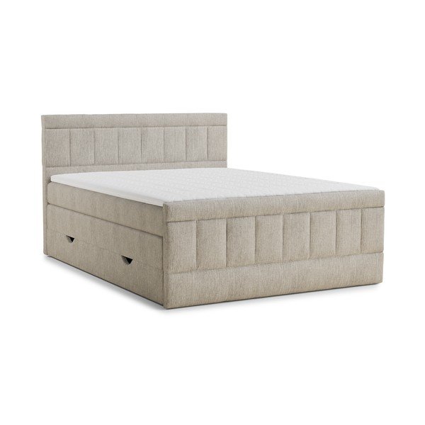 Pat boxspring bej cu spațiu de depozitare 180x200 cm Caya – Maison de Rêve