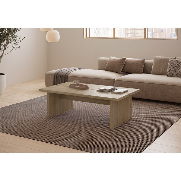 Măsuță de cafea în culoare naturală cu blat cu aspect de lemn de stejar 70x120 cm Loana – Marckeric-image-1