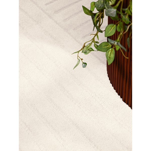 Covor crem țesut manual rotund din lână ø 120 cm Arcura – Vikosa-image-3