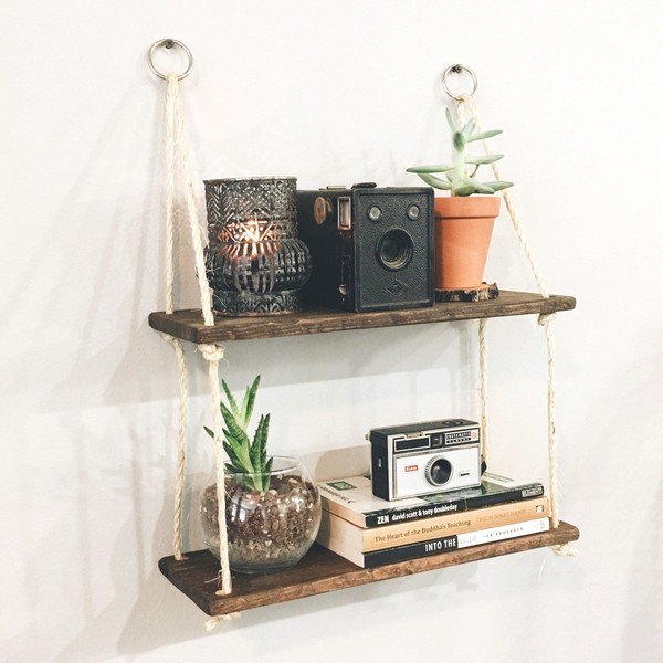 Etajeră suspendată din lemn Stringy-image-1