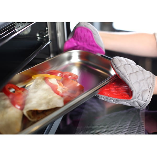 Mănușă de bucătărie din bumbac cu silicon Vialli Design Hot Touch, roșiu - gri-image-2