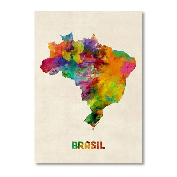 Poster cu harta Braziliei Americanflat Art, 60 x 42 cm, multicolor