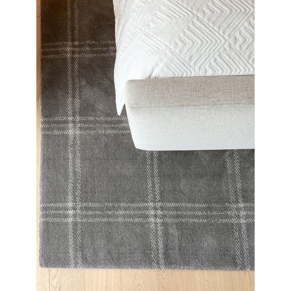Covor gri antracit din lână 133x190 cm Calisia M Grid Prime – Agnella-image-2