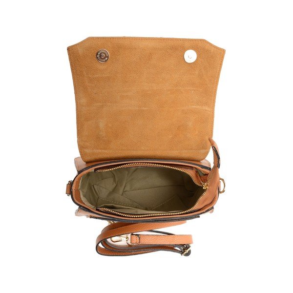 Geantă crossbody din piele Isabella Rhea, maro coniac-image-2