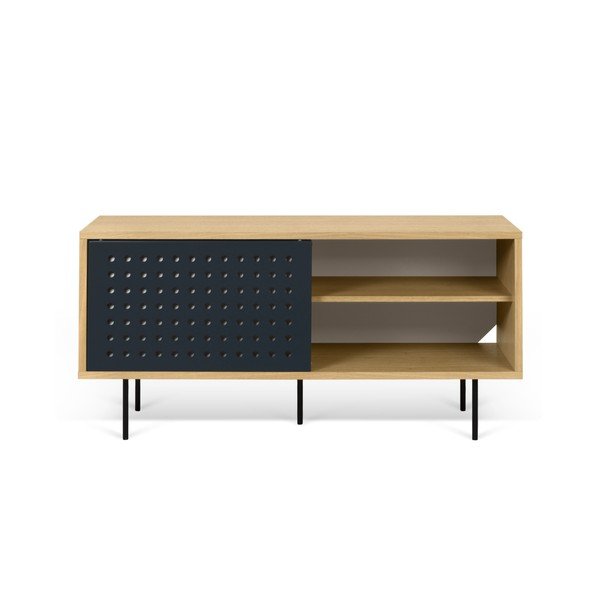 Comodă TV cu aspect din lemn de stejar și detalii alb - negru TemaHome Dann Dots, lungime 135 cm-image-4