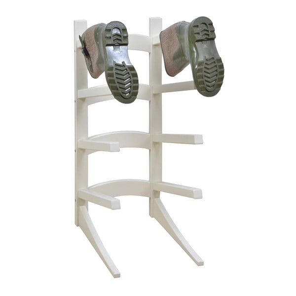 Stand din lemn de pin pentru 4 perechi de pantofi Esschert Design Wellies, alb