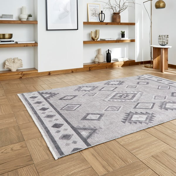 Covor tip traversă gri lavabil din amestec de bumbac 60x170 cm Whisper – Think Rugs-image-2