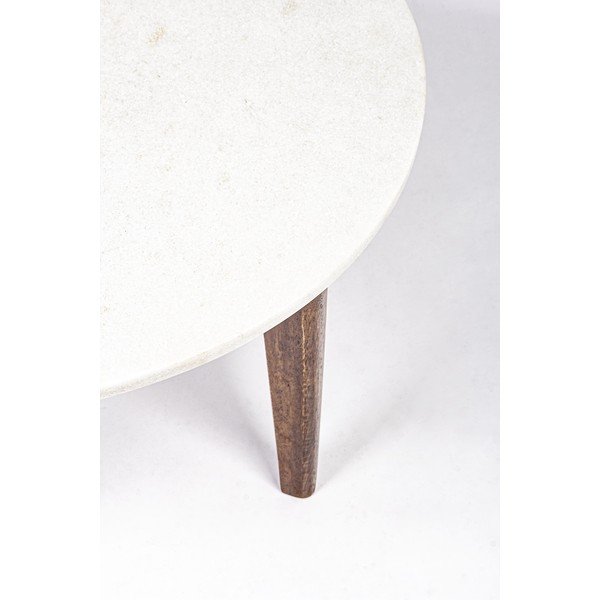 Măsuță de cafea albă/în culoare naturală rotundă cu blat din marmură ø 60 cm Sylvester – Bizzotto-image-3