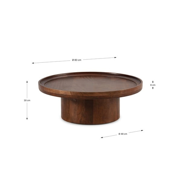 Măsuță de cafea maro închis rotundă din lemn de mango 80x80 cm Giselle – MOME-image-3