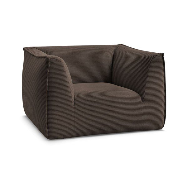 Fotoliu maro cu tapițerie din catifea reiată Giorgia – Bobochic Paris