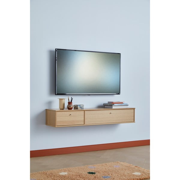 Comodă TV în culoare naturală cu aspect de lemn de stejar 133x22 cm Mistral – Hammel Furniture-image-1