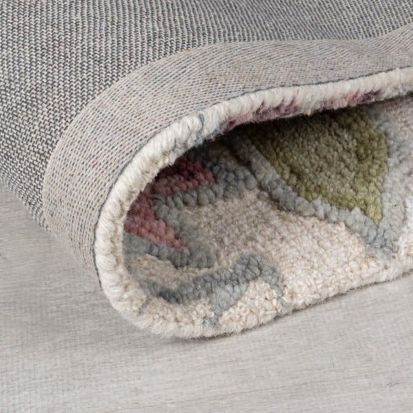 Covor crem țesut manual din lână 160x230 cm Tania Floral – Flair Rugs-image-3