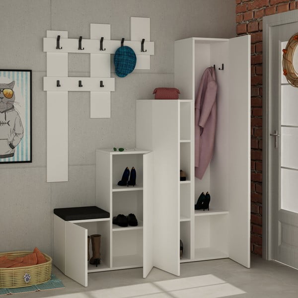 Set dulap și cuier de perete Homitis Up, alb-image-1