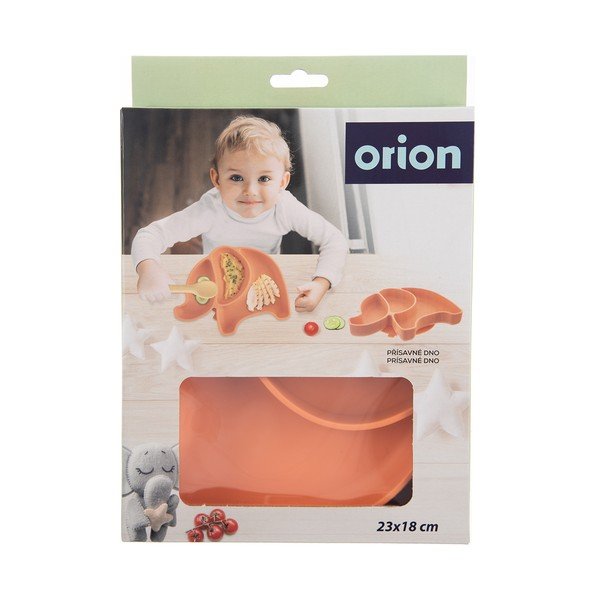 Farfurie pentru copii portocalie din silicon 18x23 cm Elephant – Orion-image-4