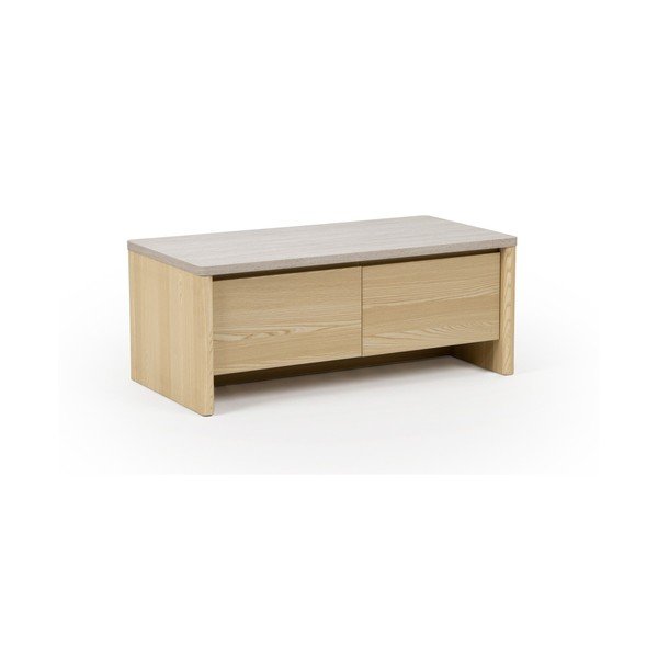 Măsuță de cafea albă/în culoare naturală deschisă cu aspect de lemn de stejar 40x100 cm Dore – Marckeric