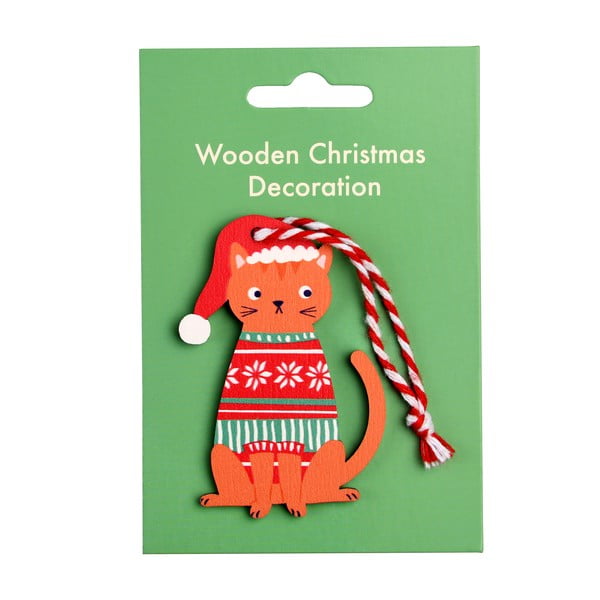 Ornament de Crăciun din lemn 5 cm Ginger Cat – Rex London-image-2
