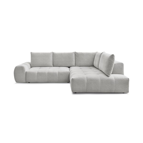 Colțar gri deschis extensibil/cu spațiu de depozitare cu tapițerie din chenille (cu colț pe partea dreaptă/în formă de ”L”) Everest – Bobochic Paris