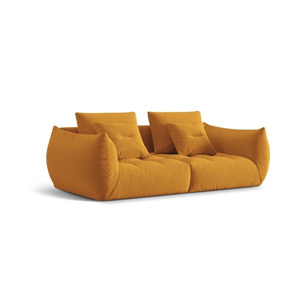 Canapea galbenă cu tapițerie din catifea 232 cm Bloom – Micadoni -image-2