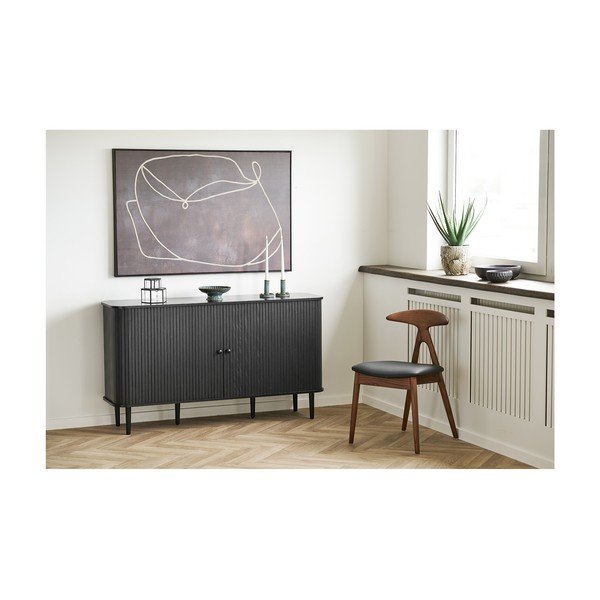 Scaun de dining negru/maro închis din lemn de stejar Lanuza – House Nordic-image-3