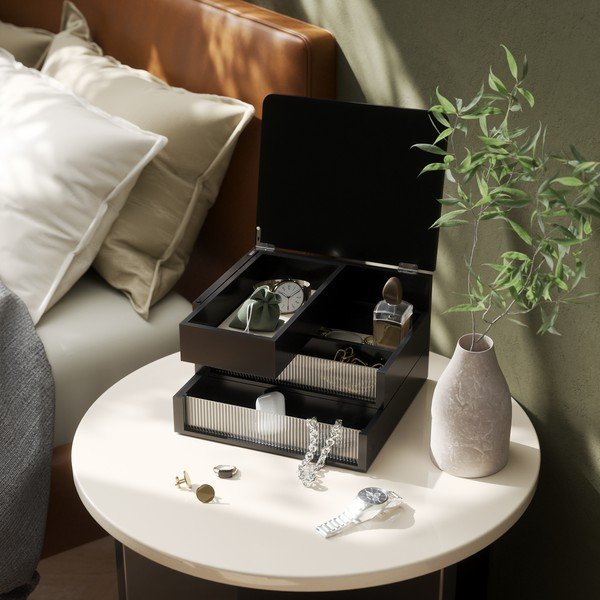 Organizator de baie negru mat din lemn Malibu – Umbra-image-3