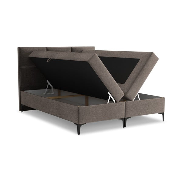 Pat boxspring maro cu spațiu de depozitare 160x200 cm Pakalana – Makamii-image-1