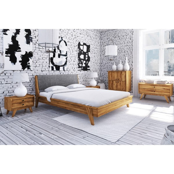 Pat dublu din lemn de stejar 200x200 cm Retro 1 - The Beds-image-1