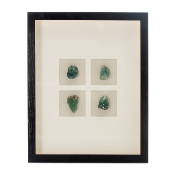 Decorațiune de perete în ramă cu 4 minerale verzi Vivorum Mineral, 51,5 x 41,5 cm 
