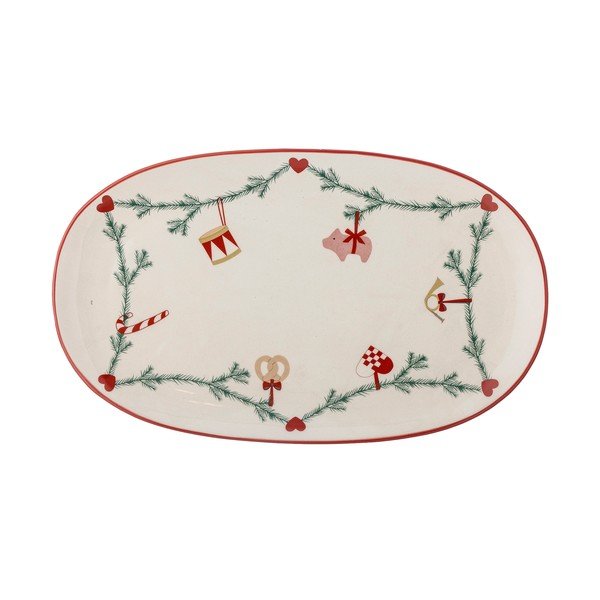 Tavă din gresie ceramică 23x38,5 cm  cu model de Crăciun Yule – Bloomingville